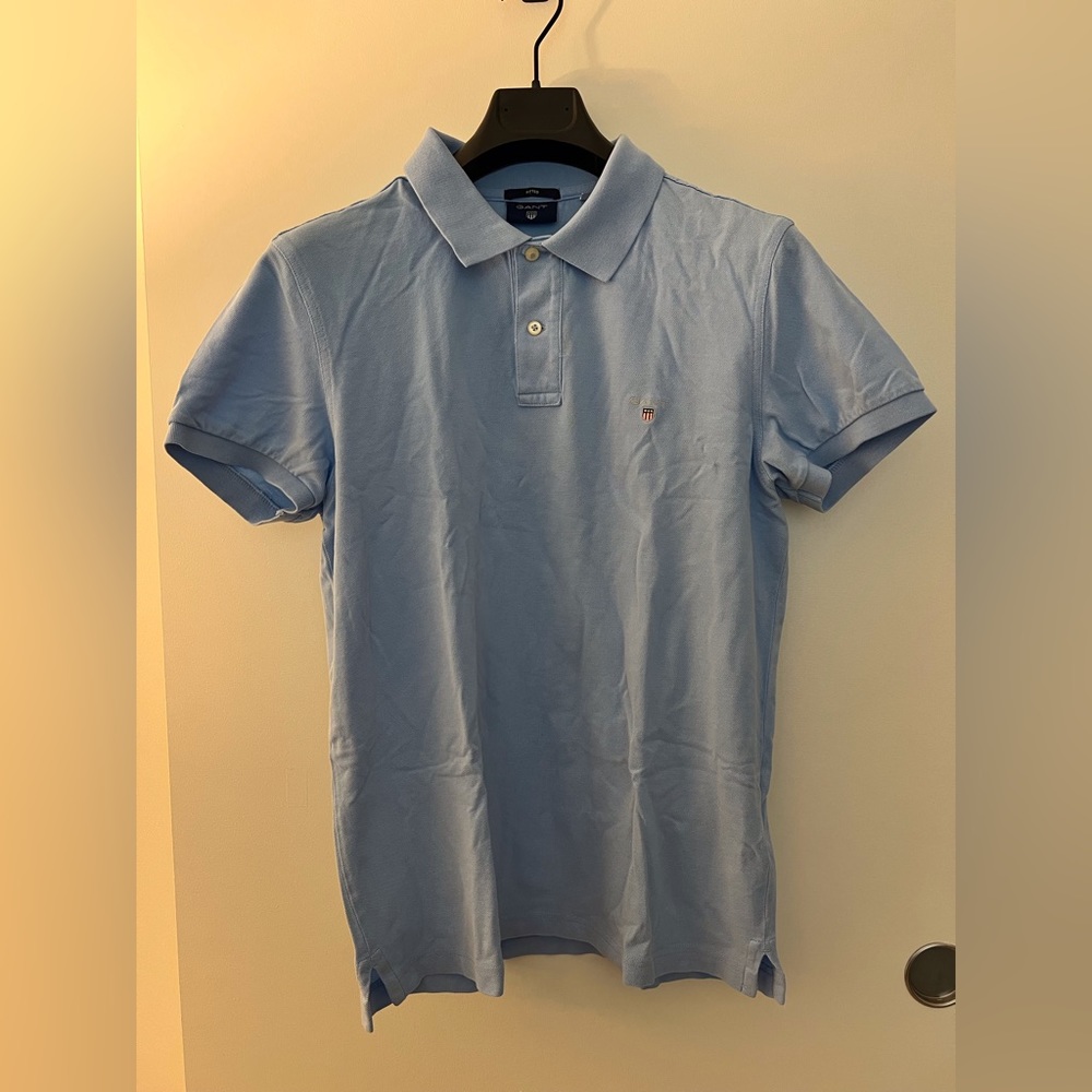 Gant Sky Blue Fitted Polo - M